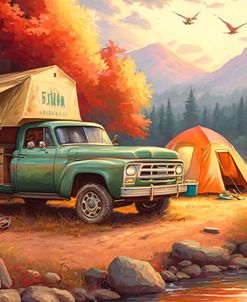 Pickup Truck And Tent At The Campsite 3