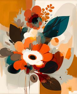 Oil Painting Expressive Flowers Orange 9