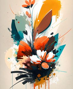 Oil Painting Expressive Flowers Orange 10