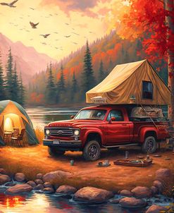 Pickup Truck And Tent At The Campsite 8