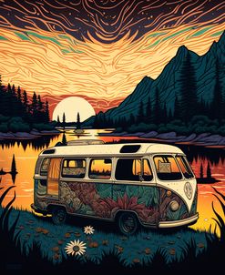 Silkscreen Camper On The Lake 9