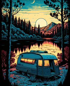 Silkscreen Camper On The Lake 16