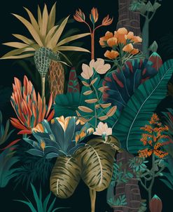 Watercolor Tropical Collage Black 8