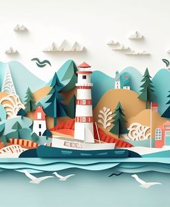 Paper Art Coastal Scene1