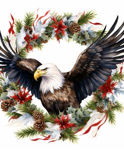 Watercolor Christmas Bald Eagle 11