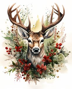 Watercolor Christmas Deer Portrait 5