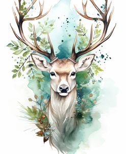 Watercolor Christmas Deer Portrait 10