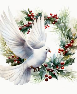 Watercolor Christmas Dove 1