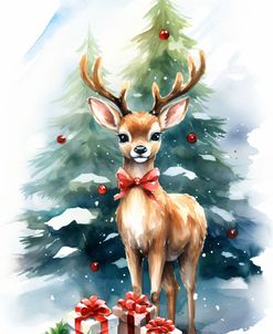 Watercolor Christmas Fawn 6