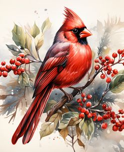 Winter Cardinal and Berries