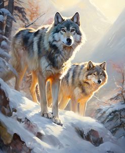 Wolves in Winter Mountains 1