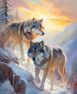 Wolves in Winter Mountains 2