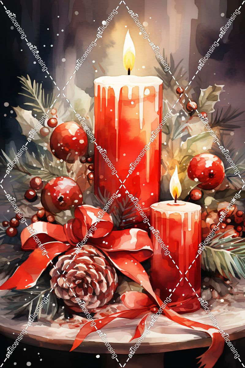Christmas Candle and Boughs