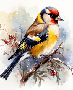 Watercolor Christmas Goldfinch4