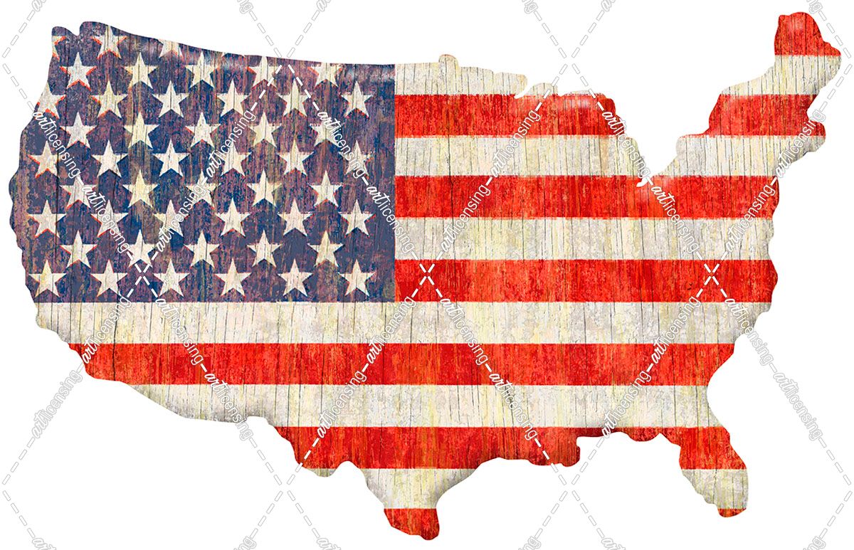 American Flag Continent Cut Out