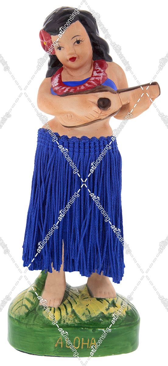 D100859 Hula Uke Blue String Skirt Kewpie Doll Lips