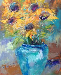 Sunflowers With Light Blue