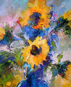 Sunflowers In Blue Vase
