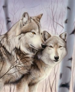 Two Wolves In The Birches