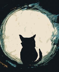 Black Cat Looking at  the Moon