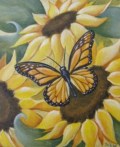 Large Butterfly and Sunflower