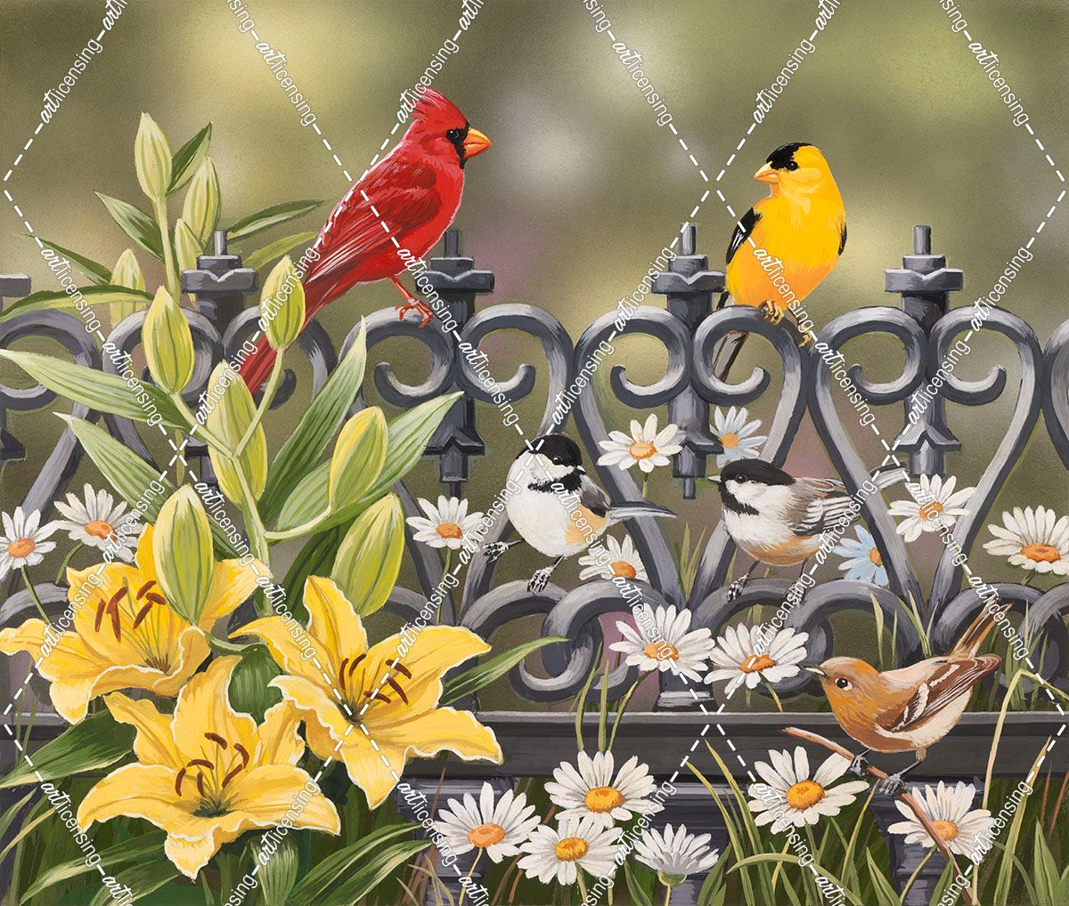 Iron Fence with Lilies
