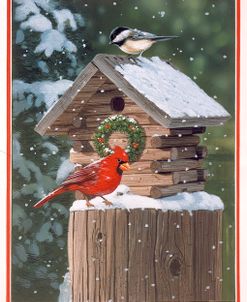Cardinal and Chickadee In Snow
