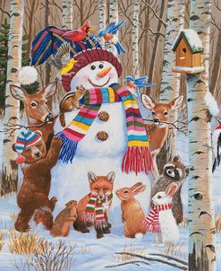 Forest Animals Decorating Snowman