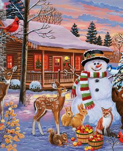 Holiday Cabin with Snowman