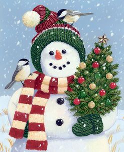 Snowman Holding A Christmas Tree