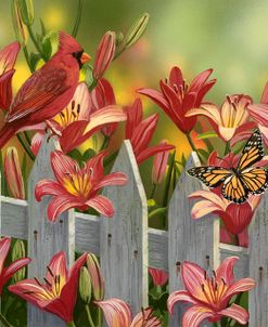 Cardinal and Lilies