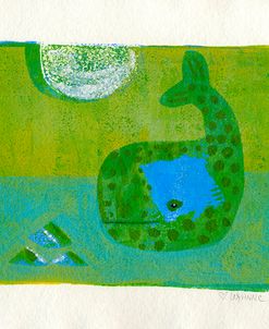 Green Whale Monoprint