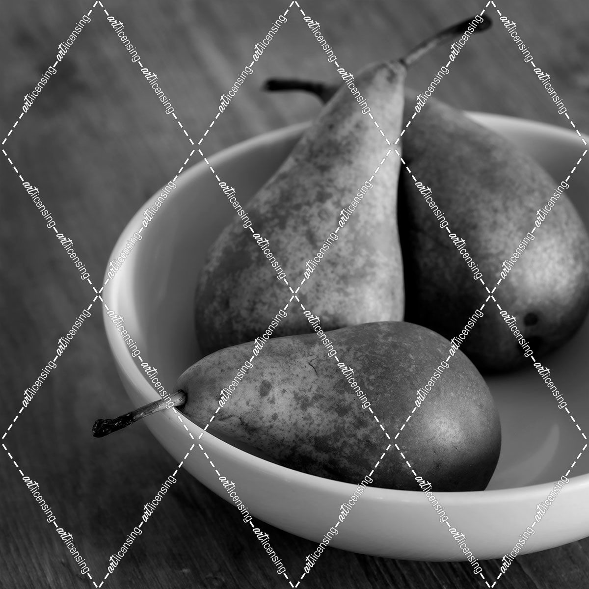 3 Pears in a Bowl BW
