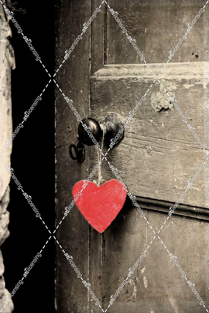 Antique Door with Red Heart