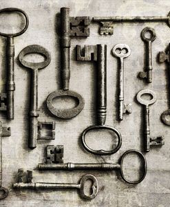 Collection of Antique Keys in a Square