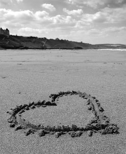 Heart on Beach BW