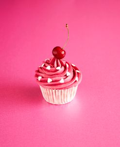 Pink Cake on Pink with Cherry