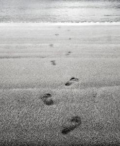 Black and White Footsteps on the Beach