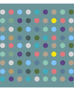 Colorful Polka Dots on Blue in Square