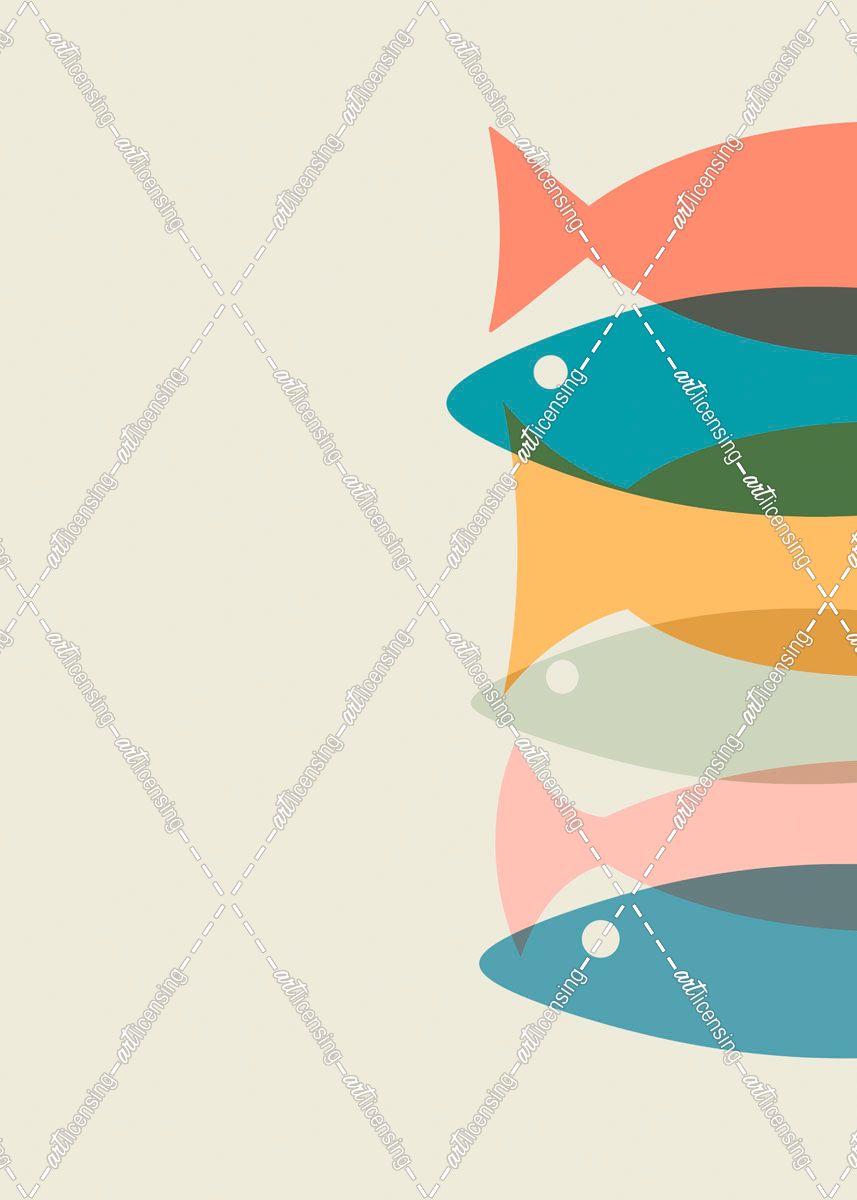Colorful Pastel Abstract Fish Print A