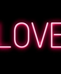 Neon Pink Love Text on Black