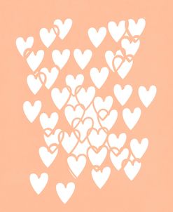 Hearts Peach Abstract Modern Art