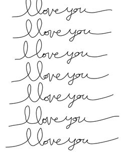 I LOVE You Handwritten Text Repeated on White