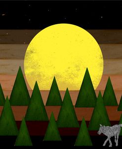 Nighttime In The Forest With Wolf