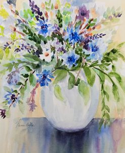 Mixed Flowers in White Vase