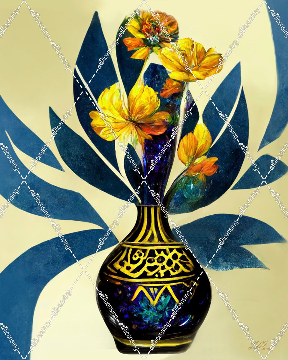 Golden Vase with Florals