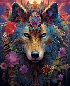 Mystical Colorful Wolf