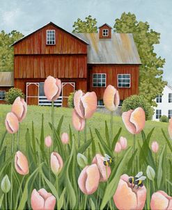Peach Tulips and Bumblebees