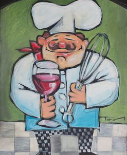 Chef With Wine And Wisk