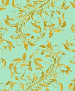 Golden Mint Damask I
